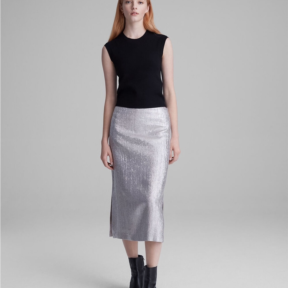 Club Monaco Skirt Soft Metallic Silver BNWT festival